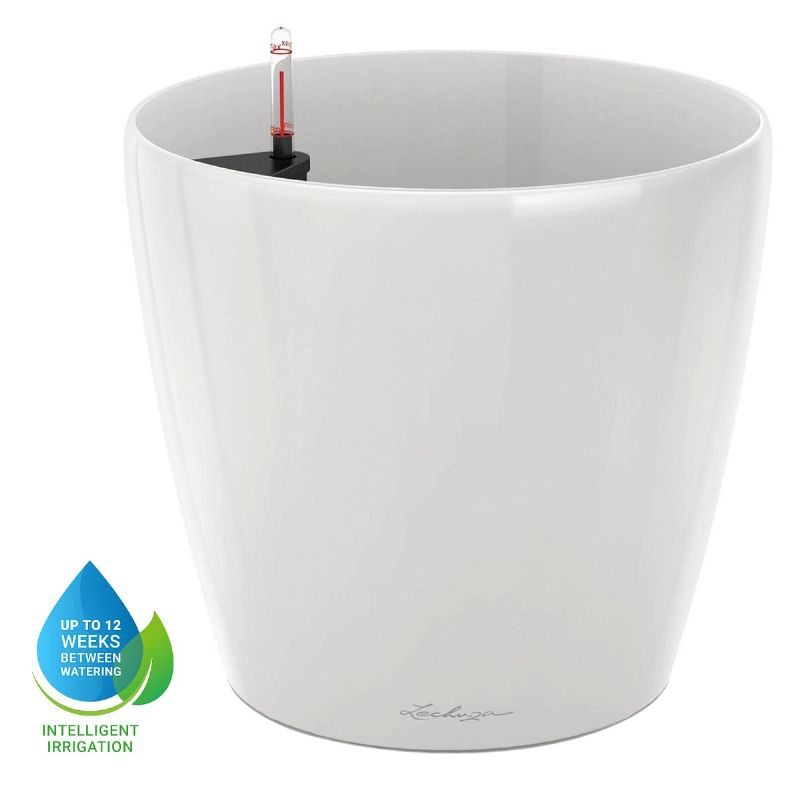 Large Lechuza Premium CLASSICO Self Watering Planters (60, White High Gloss)